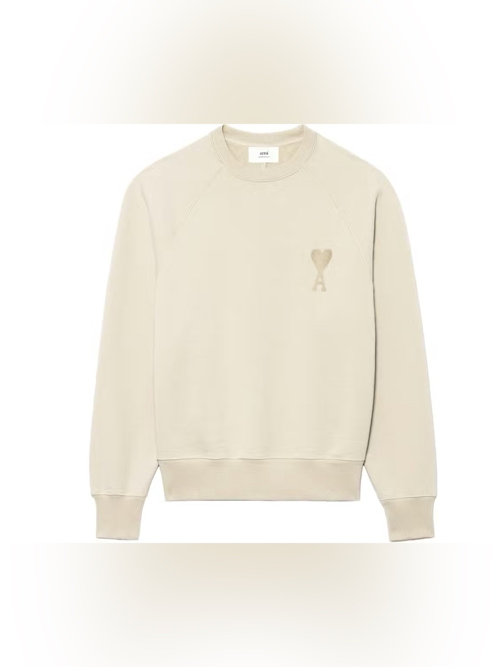 Ami Cream Logo Crewneck Sweatshirt